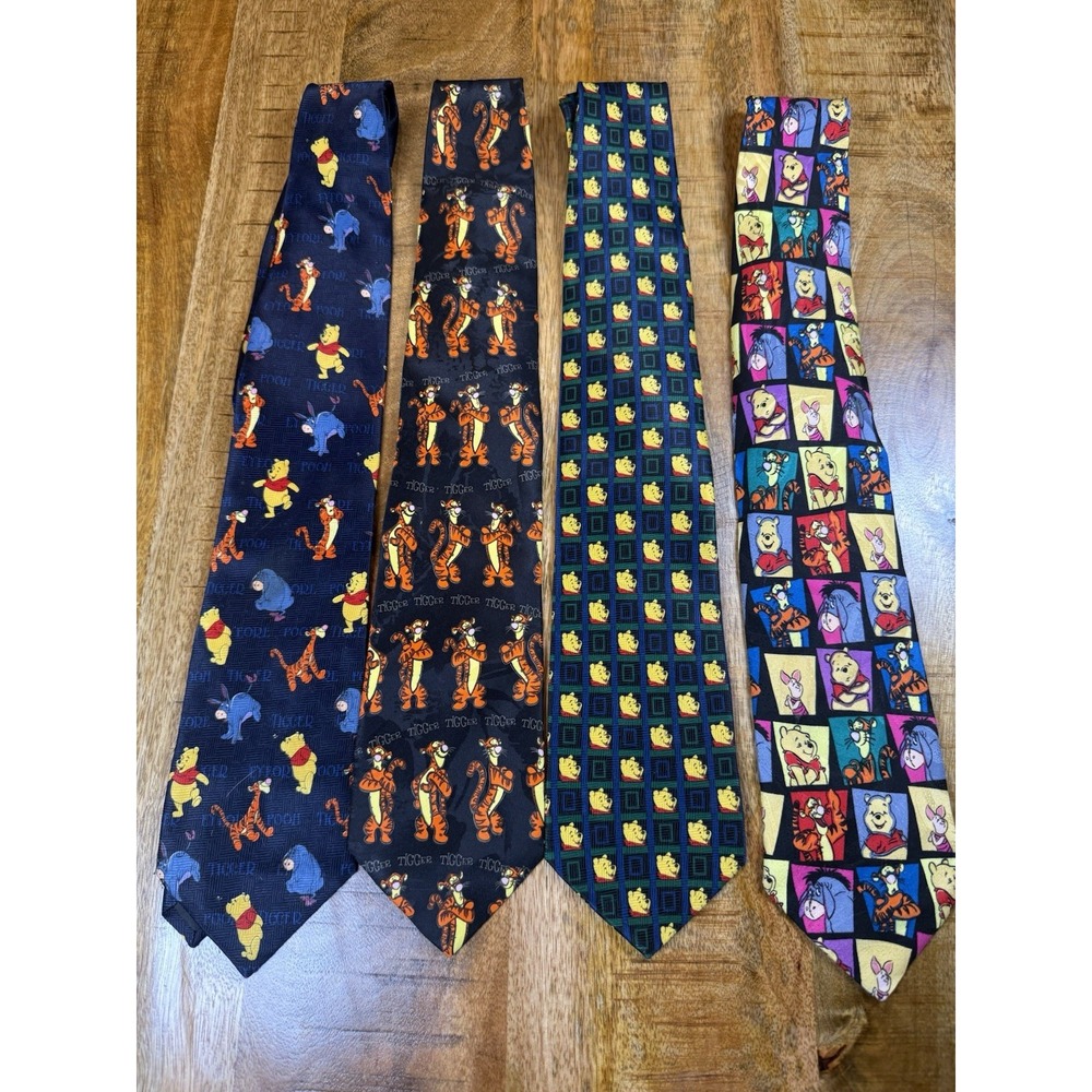 Vintage Disney Winnie the Pooh Necktie Lot 4 Tigger Eeyore Piglet Novelty Ties